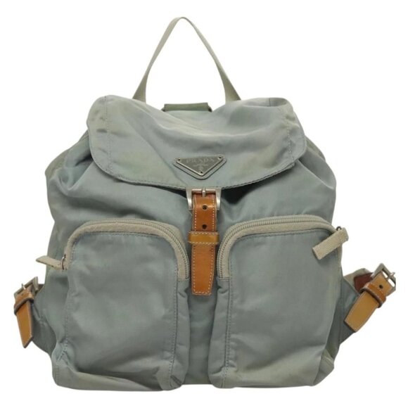 PRADA Backpack Nylon Light Blue Silver Auth - Picture 1 of 16